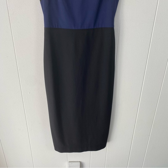 Diane von Furstenberg DVF Midi Dress Women’s 0 Black Blue Wool Sleeveless Sheath - Picture 8 of 16